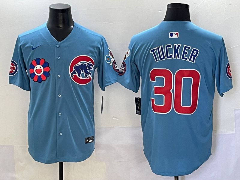 Men 2025 Chicago Cubs #30 Tucker Light Blue Flower Edition Nike MLB Jersey style 51->new york yankees->MLB Jersey